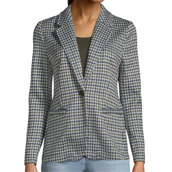 Lands End 3X 24W 26W Fleece lined Sweater Blazer Houndstooth NWT Academia Preppy - Picture 1 of 15